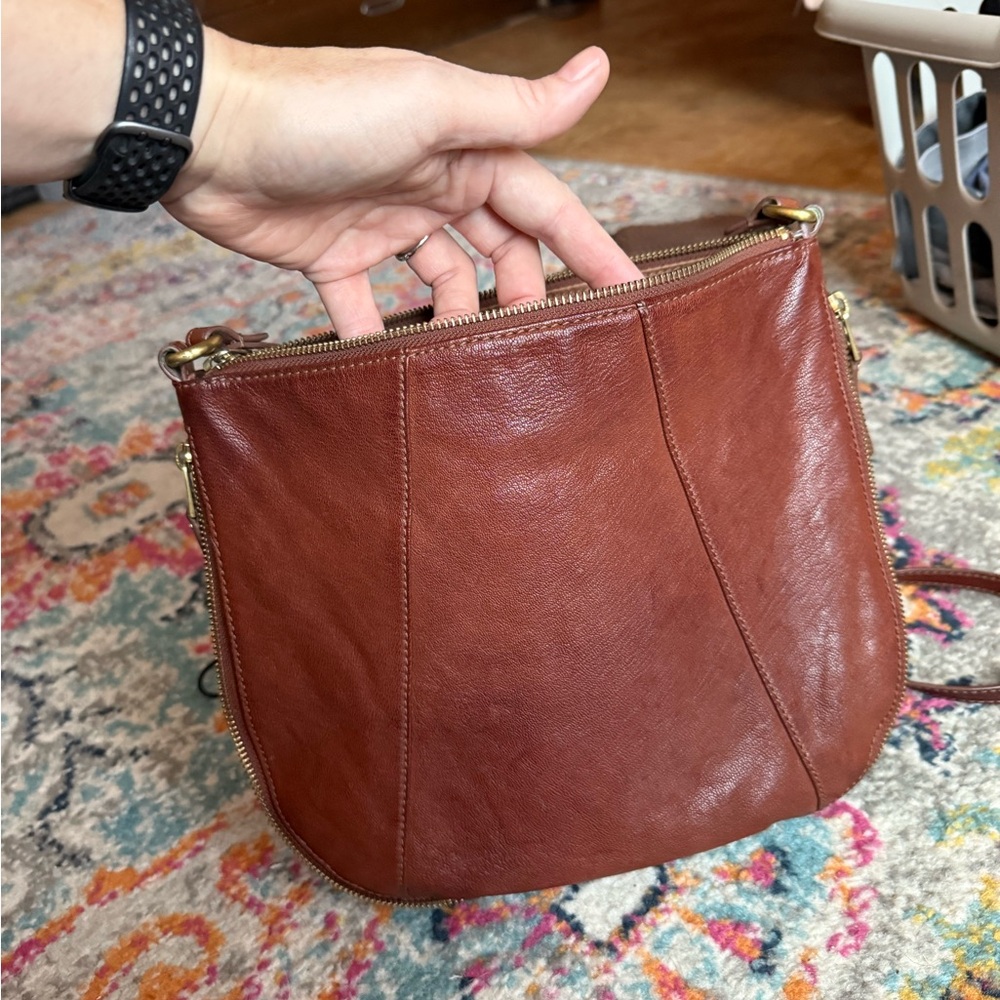 Fossil Brown Leather Crossbody